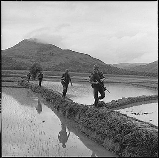 photo credit: Men of H Company, 2nd Battalion, 7th Marines, move along rice paddy dikes in pursuit of the Viet Cong: 12/10/1965 via photopin (license)